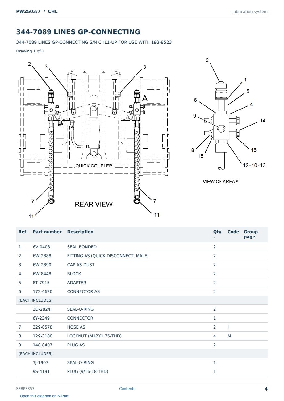 Caterpillar PW2503/7 S/N CHL Partsbook SEBP3357 (English) - sample page 4 of 10 Caterpillar PW2503/7 S/N CHL Partsbook SEBP3357 (English) - sample page 4 of 10