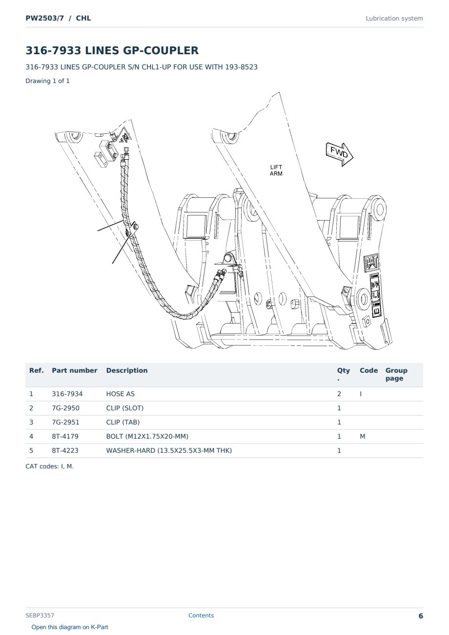 Caterpillar PW2503/7 S/N CHL Partsbook SEBP3357 (English) - sample page 6 of 10 Caterpillar PW2503/7 S/N CHL Partsbook SEBP3357 (English) - sample page 6 of 10