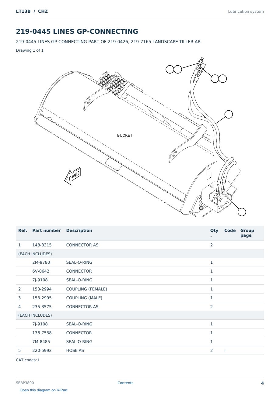 Caterpillar LT13B S/N CHZ Partsbook SEBP3890 (English) - sample page 4 of 10 Caterpillar LT13B S/N CHZ Partsbook SEBP3890 (English) - sample page 4 of 10