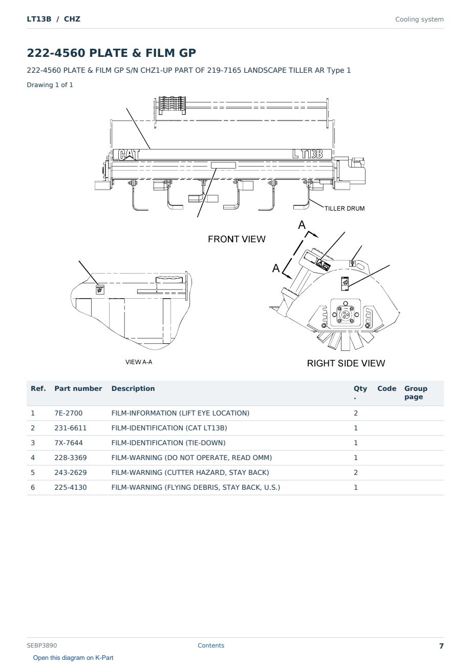 Caterpillar LT13B S/N CHZ Partsbook SEBP3890 (English) - sample page 7 of 10 Caterpillar LT13B S/N CHZ Partsbook SEBP3890 (English) - sample page 7 of 10