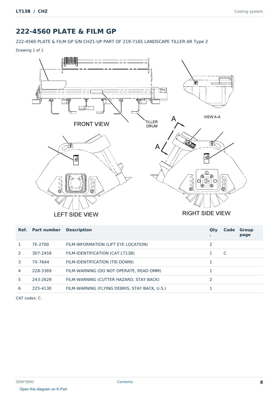 Caterpillar LT13B S/N CHZ Partsbook SEBP3890 (English) - sample page 8 of 10 Caterpillar LT13B S/N CHZ Partsbook SEBP3890 (English) - sample page 8 of 10