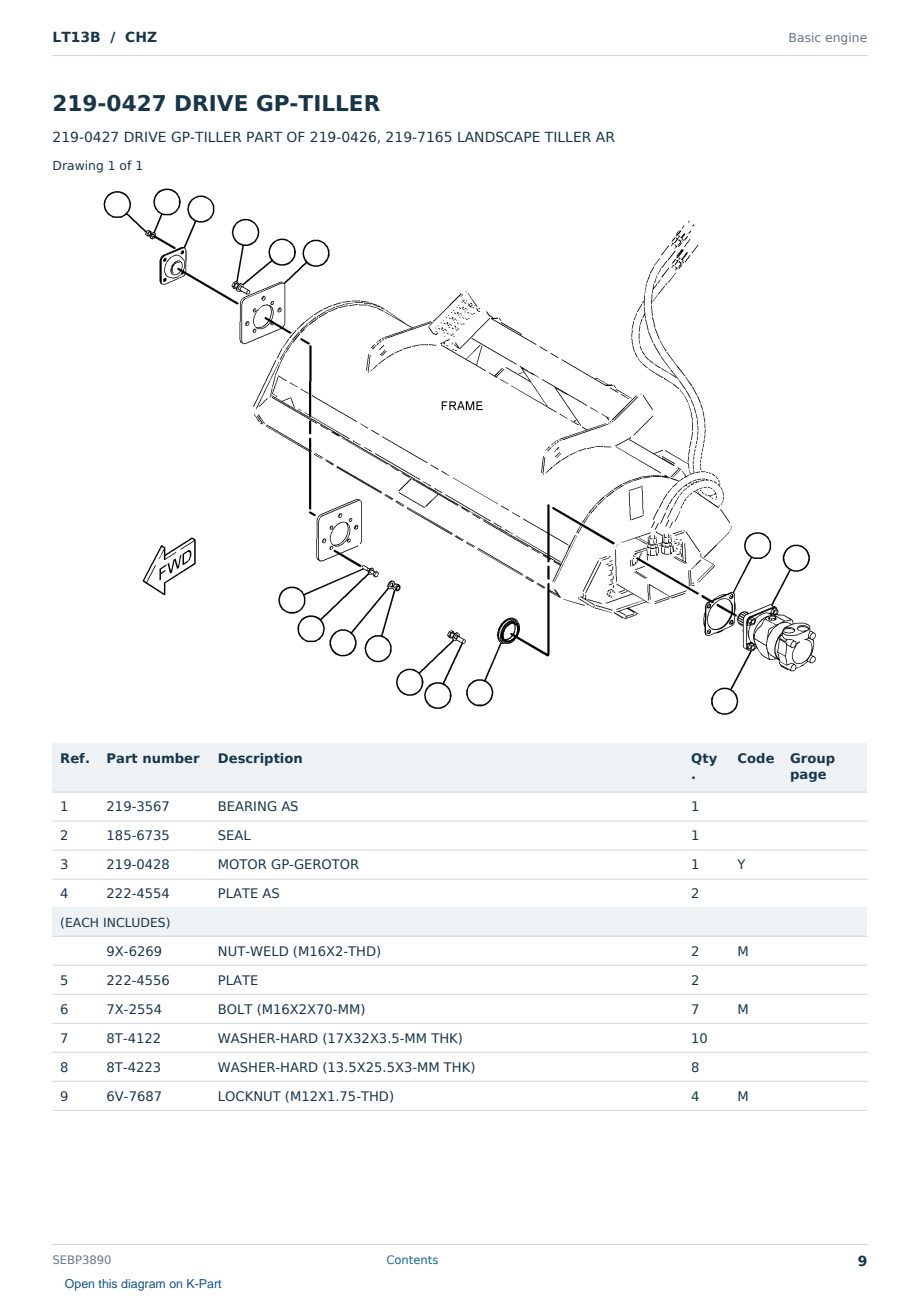 Caterpillar LT13B S/N CHZ Partsbook SEBP3890 (English) - sample page 9 of 10 Caterpillar LT13B S/N CHZ Partsbook SEBP3890 (English) - sample page 9 of 10