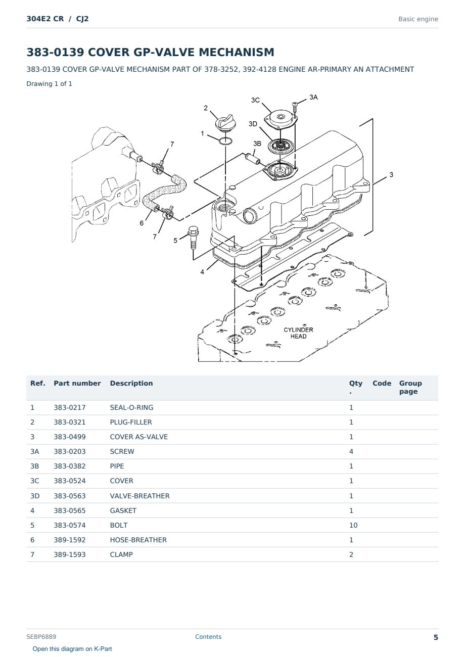 Caterpillar 304E2 CR S/N CJ2 Partsbook SEBP6889 (English) - sample page 5 of 10 Caterpillar 304E2 CR S/N CJ2 Partsbook SEBP6889 (English) - sample page 5 of 10