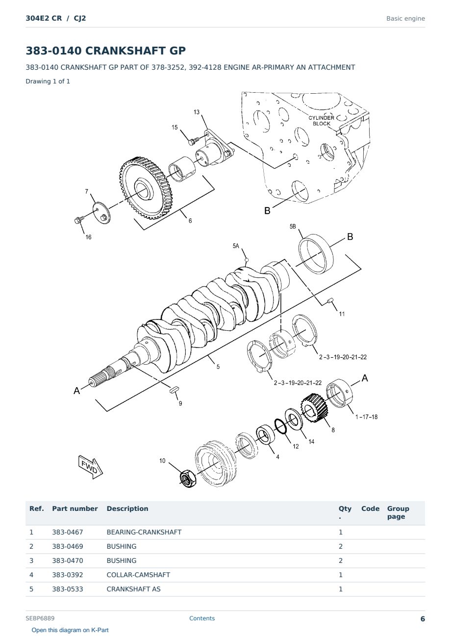 Caterpillar 304E2 CR S/N CJ2 Partsbook SEBP6889 (English) - sample page 6 of 10 Caterpillar 304E2 CR S/N CJ2 Partsbook SEBP6889 (English) - sample page 6 of 10