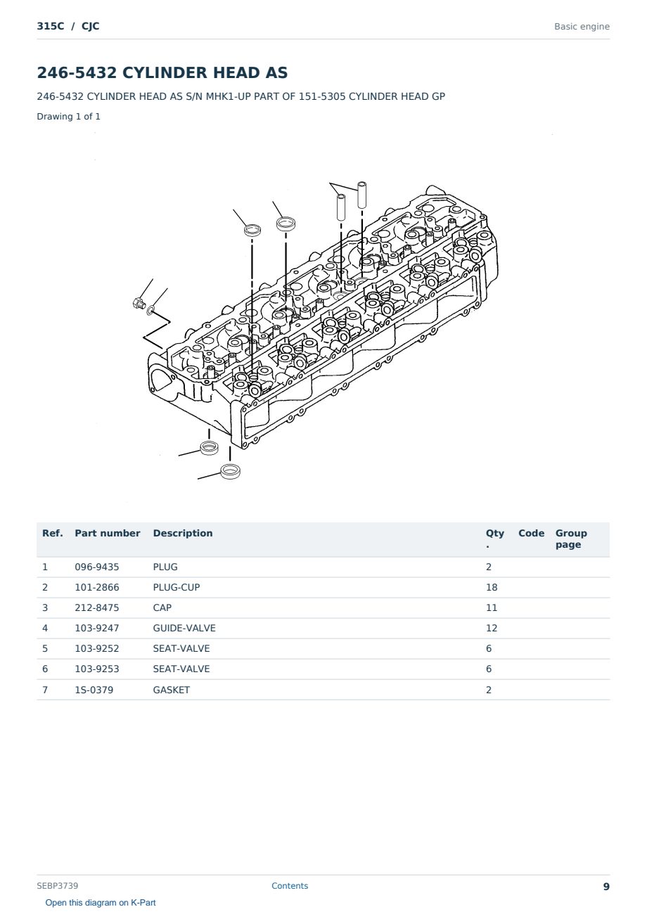 Caterpillar 315C S/N CJC Partsbook SEBP3739 (English) - sample page 9 of 10 Caterpillar 315C S/N CJC Partsbook SEBP3739 (English) - sample page 9 of 10