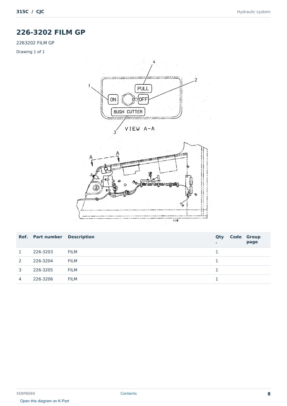 Caterpillar 315C S/N CJC Partsbook XEBP8069 (English) - sample page 8 of 10 Caterpillar 315C S/N CJC Partsbook XEBP8069 (English) - sample page 8 of 10