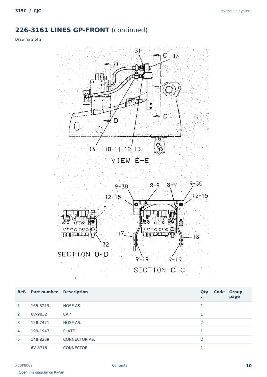 Caterpillar 315C S/N CJC Partsbook XEBP8069 (English) - sample page 10 of 10 Caterpillar 315C S/N CJC Partsbook XEBP8069 (English) - sample page 10 of 10