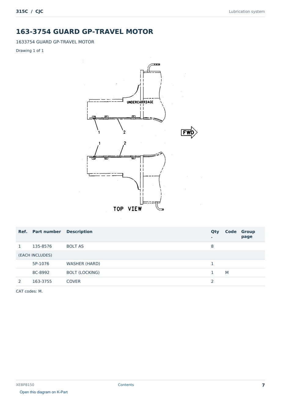 Caterpillar 315C S/N CJC Partsbook XEBP8150 (English) - sample page 7 of 10 Caterpillar 315C S/N CJC Partsbook XEBP8150 (English) - sample page 7 of 10