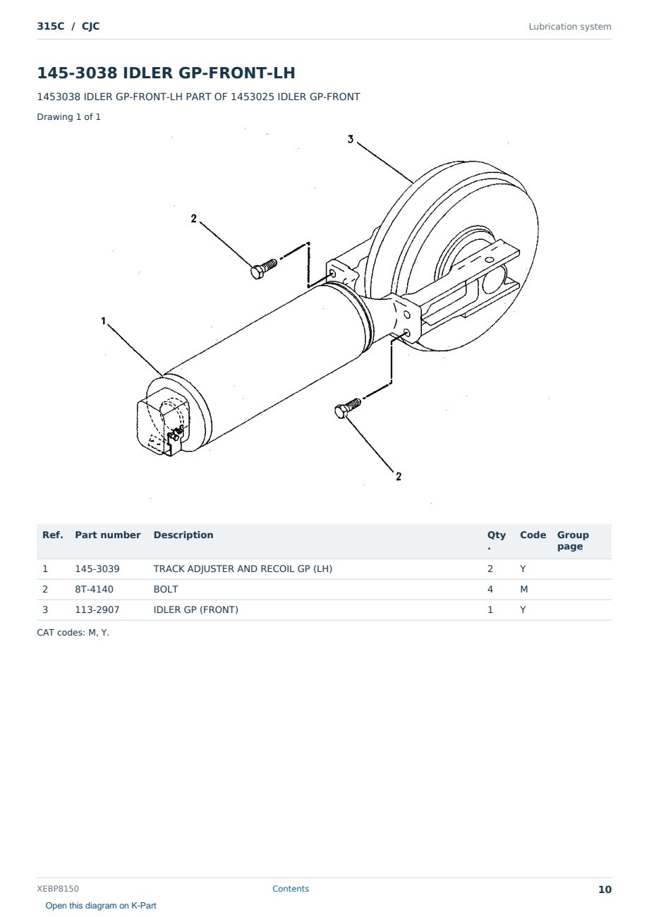 Caterpillar 315C S/N CJC Partsbook XEBP8150 (English) - sample page 10 of 10 Caterpillar 315C S/N CJC Partsbook XEBP8150 (English) - sample page 10 of 10