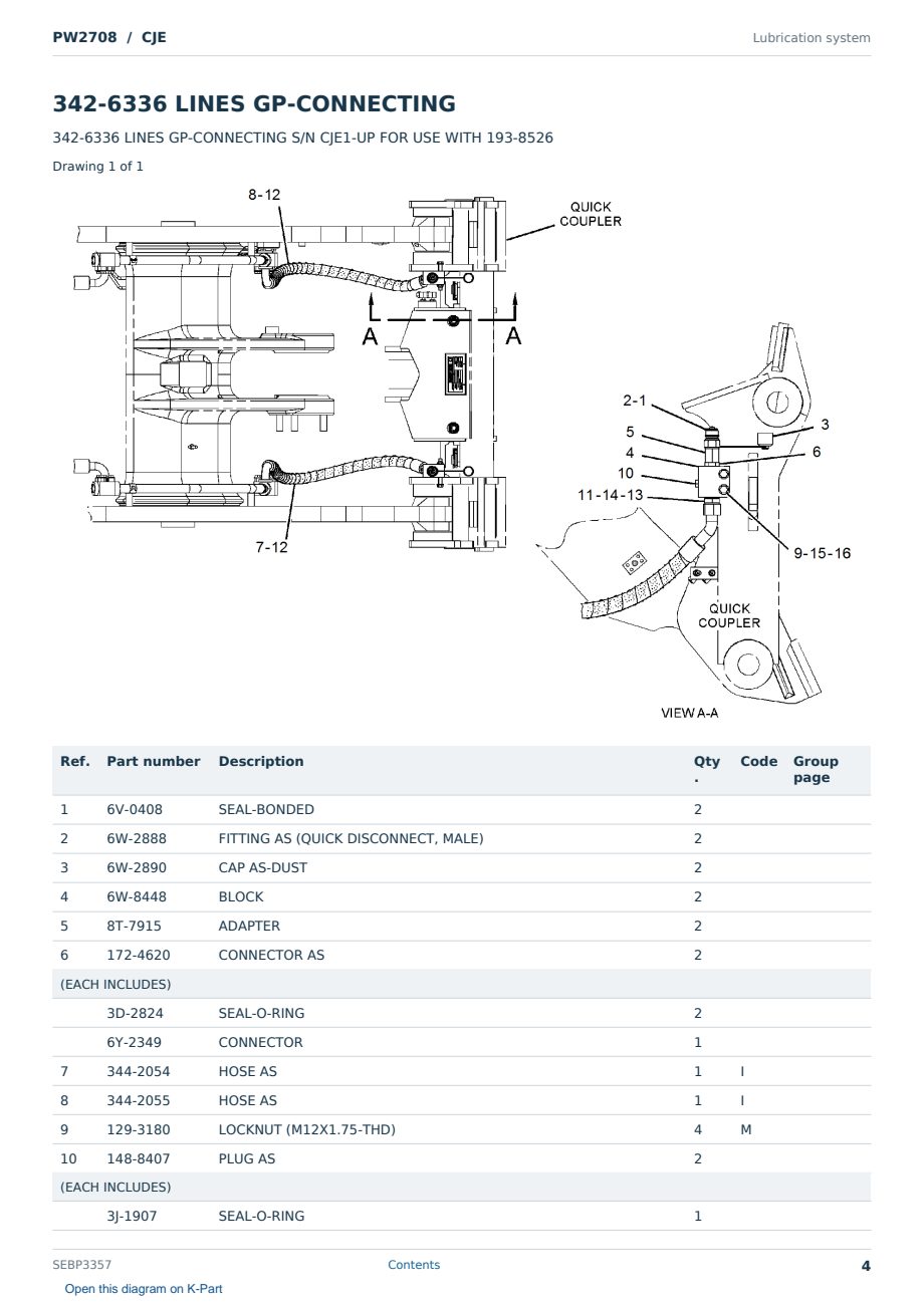 Caterpillar PW2708 S/N CJE Partsbook SEBP3357 (English) - sample page 4 of 10 Caterpillar PW2708 S/N CJE Partsbook SEBP3357 (English) - sample page 4 of 10