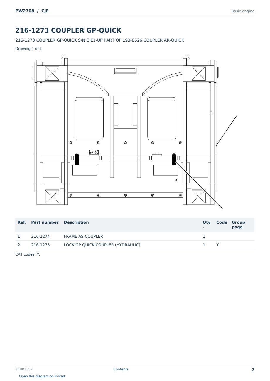 Caterpillar PW2708 S/N CJE Partsbook SEBP3357 (English) - sample page 7 of 10 Caterpillar PW2708 S/N CJE Partsbook SEBP3357 (English) - sample page 7 of 10
