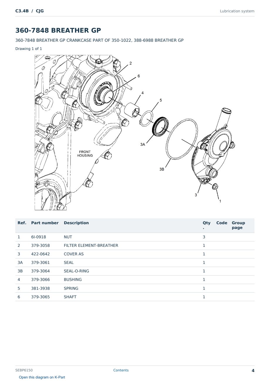 Caterpillar C3.4B S/N CJG Partsbook SEBP6150 (English) - sample page 4 of 10 Caterpillar C3.4B S/N CJG Partsbook SEBP6150 (English) - sample page 4 of 10