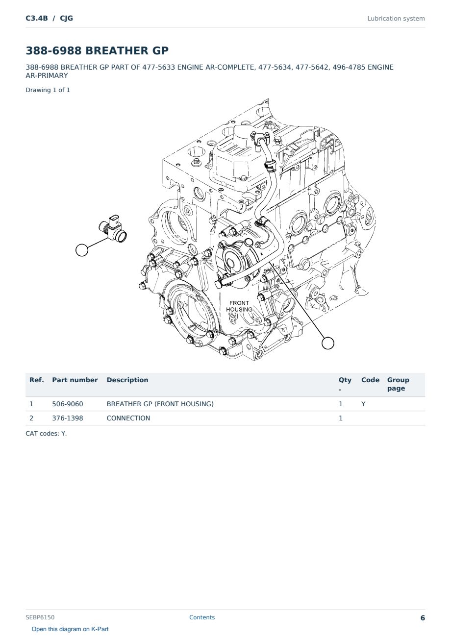 Caterpillar C3.4B S/N CJG Partsbook SEBP6150 (English) - sample page 6 of 10 Caterpillar C3.4B S/N CJG Partsbook SEBP6150 (English) - sample page 6 of 10