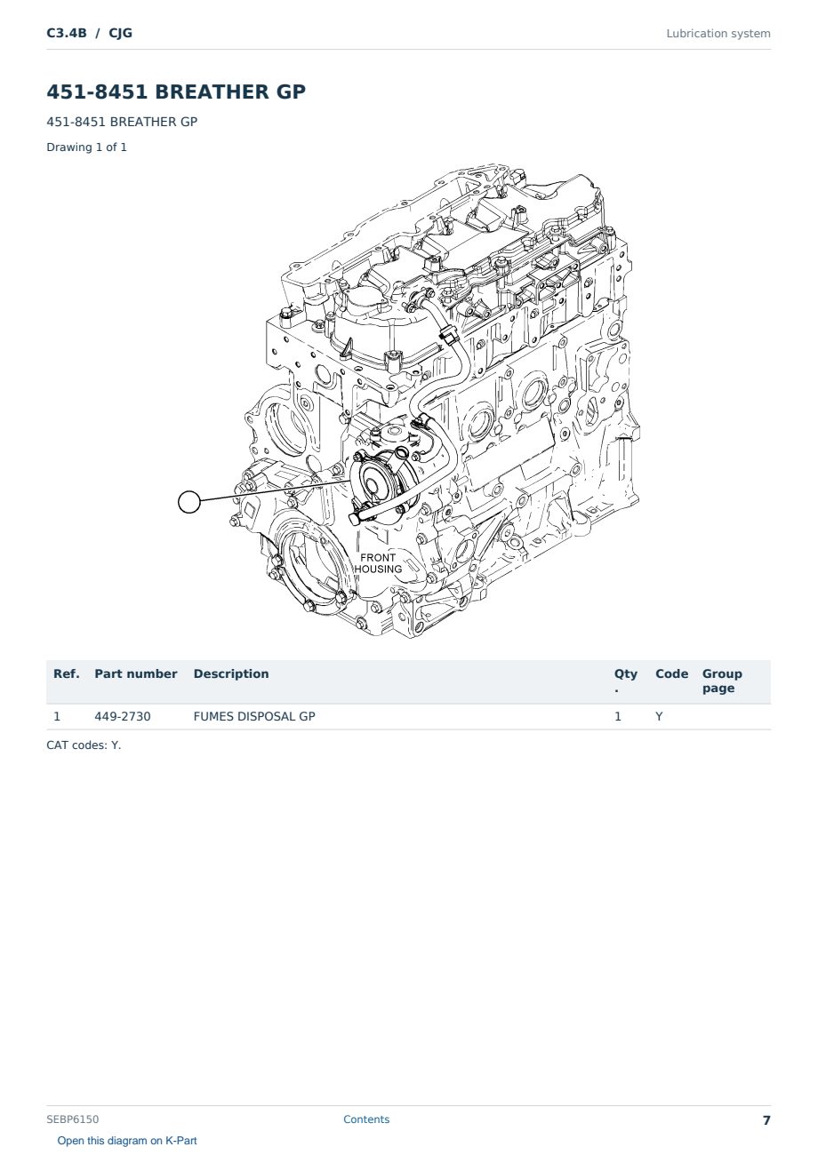 Caterpillar C3.4B S/N CJG Partsbook SEBP6150 (English) - sample page 7 of 10 Caterpillar C3.4B S/N CJG Partsbook SEBP6150 (English) - sample page 7 of 10