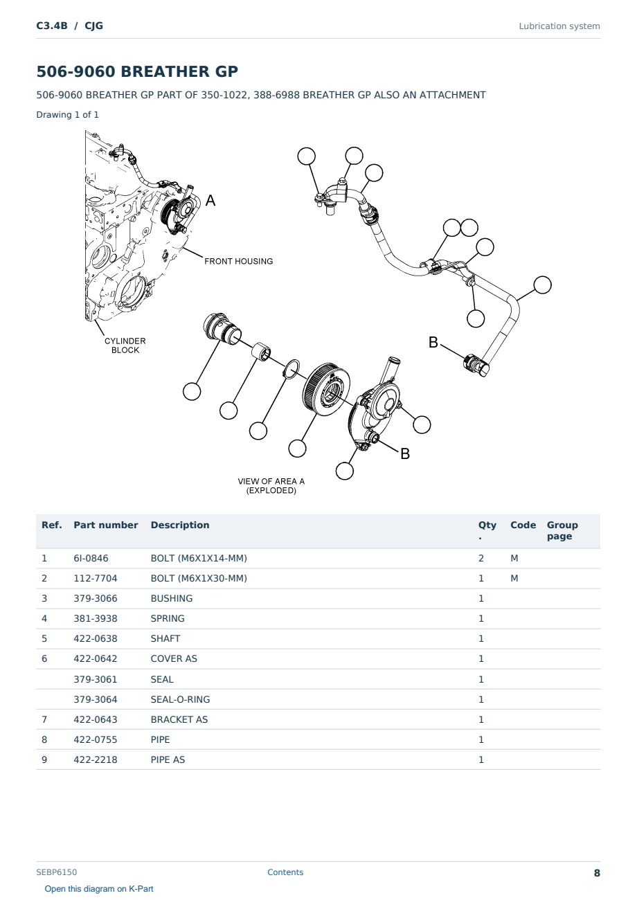 Caterpillar C3.4B S/N CJG Partsbook SEBP6150 (English) - sample page 8 of 10 Caterpillar C3.4B S/N CJG Partsbook SEBP6150 (English) - sample page 8 of 10