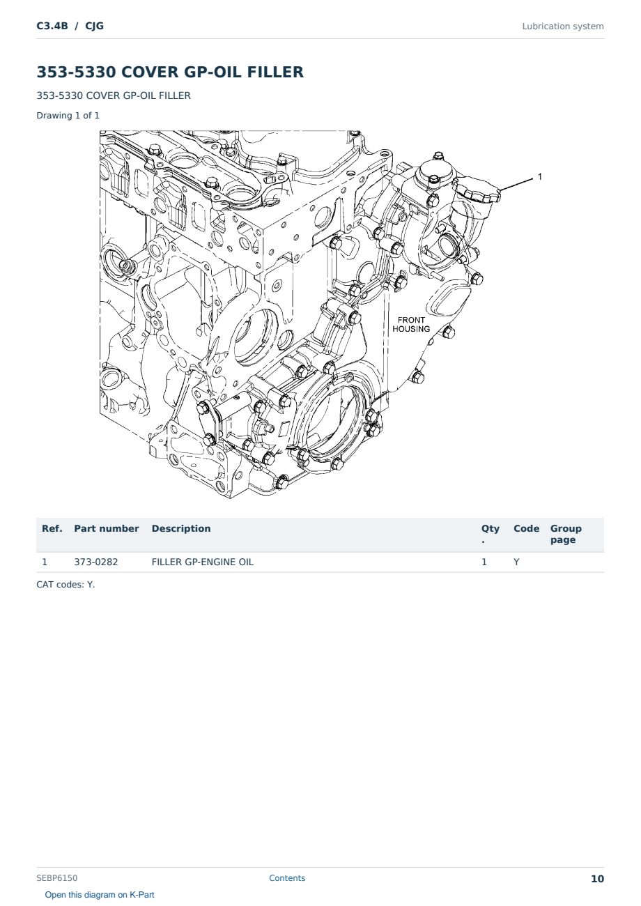 Caterpillar C3.4B S/N CJG Partsbook SEBP6150 (English) - sample page 10 of 10 Caterpillar C3.4B S/N CJG Partsbook SEBP6150 (English) - sample page 10 of 10