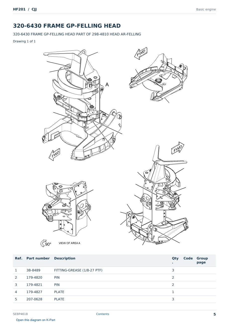 Caterpillar HF201 S/N CJJ Partsbook SEBP4618 (English) - sample page 5 of 10 Caterpillar HF201 S/N CJJ Partsbook SEBP4618 (English) - sample page 5 of 10