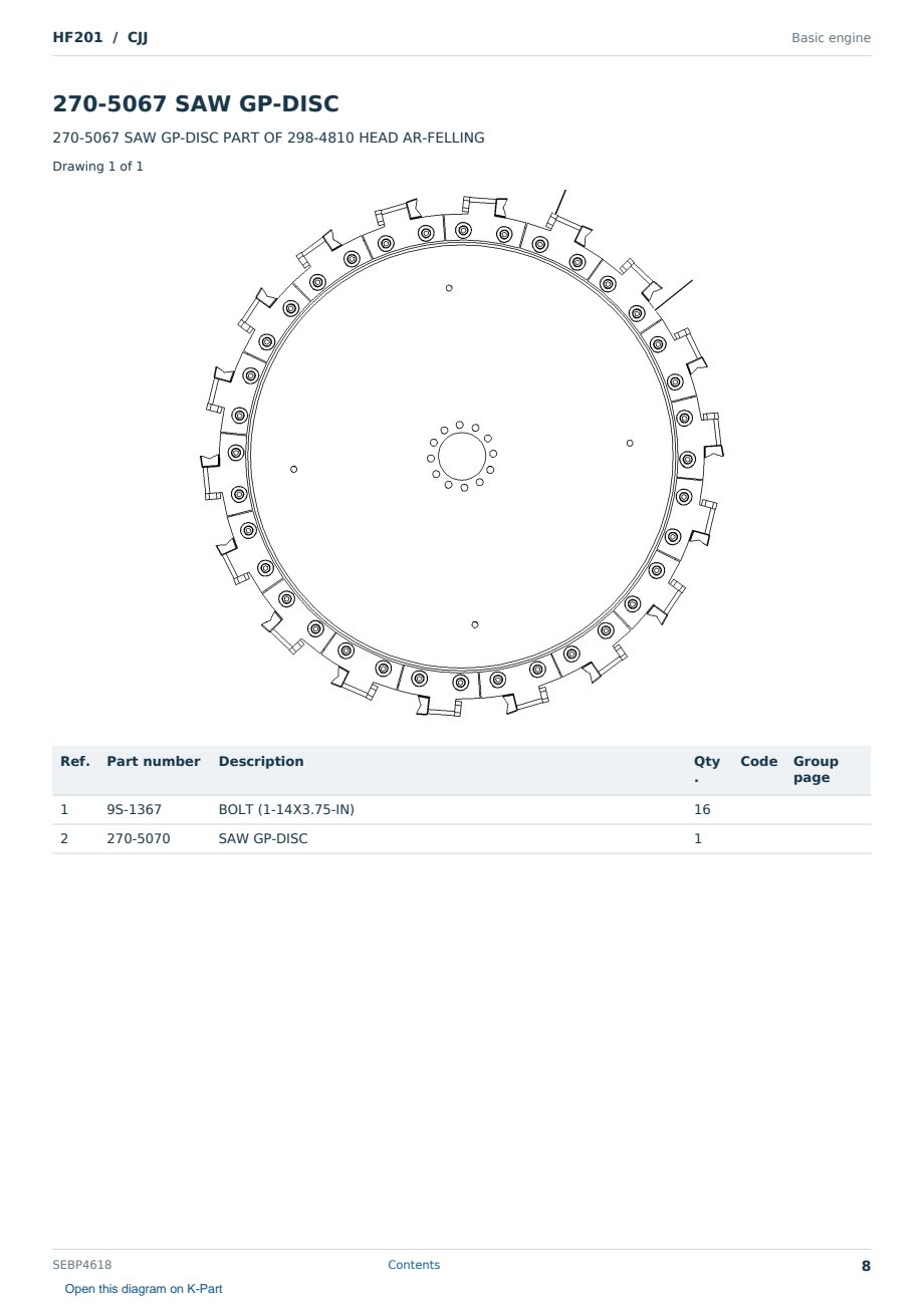 Caterpillar HF201 S/N CJJ Partsbook SEBP4618 (English) - sample page 8 of 10 Caterpillar HF201 S/N CJJ Partsbook SEBP4618 (English) - sample page 8 of 10