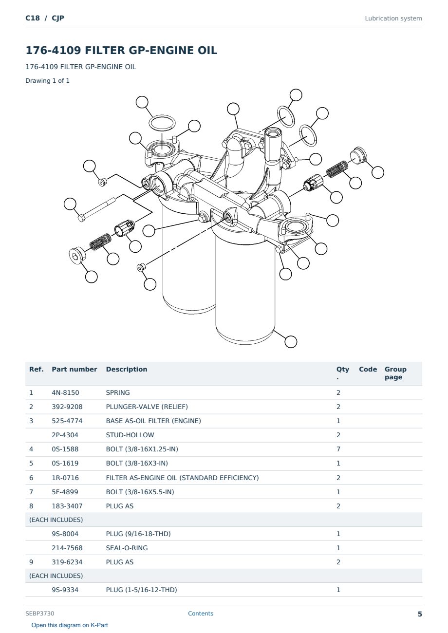 Caterpillar C18 S/N CJP Partsbook SEBP3730 (English) - sample page 5 of 10 Caterpillar C18 S/N CJP Partsbook SEBP3730 (English) - sample page 5 of 10