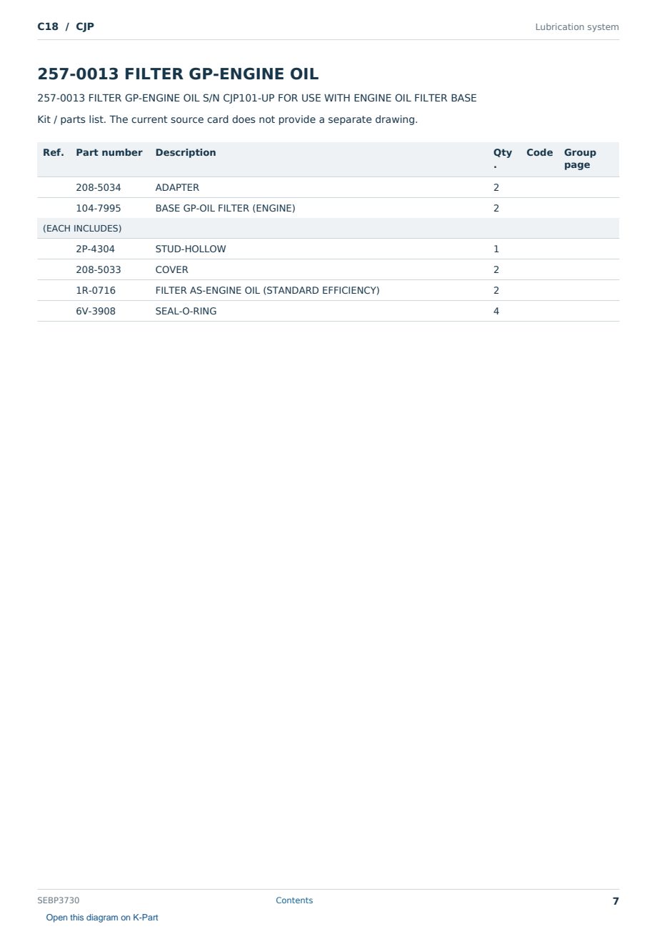Caterpillar C18 S/N CJP Partsbook SEBP3730 (English) - sample page 7 of 10 Caterpillar C18 S/N CJP Partsbook SEBP3730 (English) - sample page 7 of 10