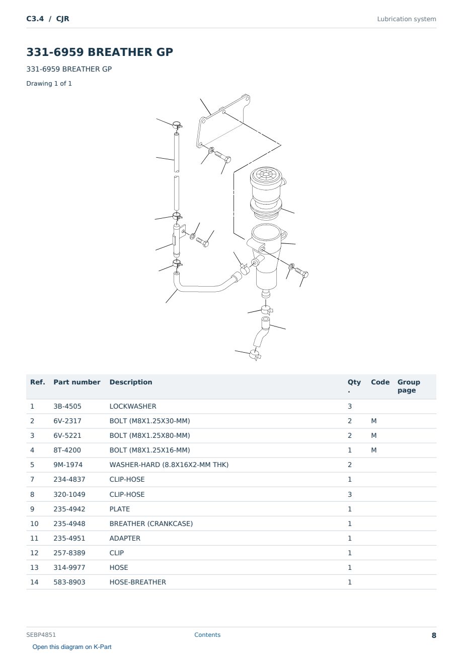 Caterpillar C3.4 S/N CJR Partsbook SEBP4851 (English) - sample page 8 of 10 Caterpillar C3.4 S/N CJR Partsbook SEBP4851 (English) - sample page 8 of 10