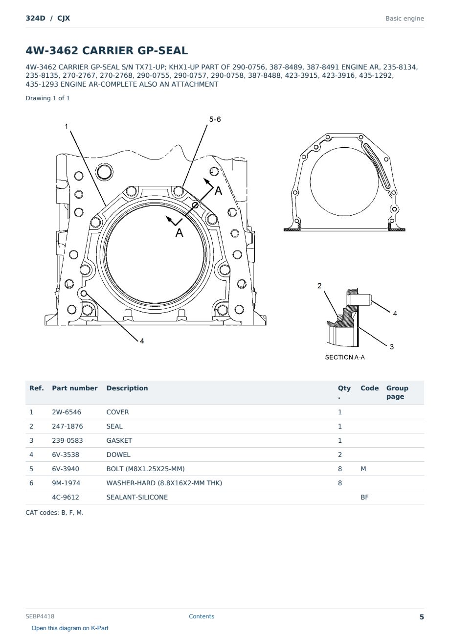 Caterpillar 324D S/N CJX Partsbook SEBP4418 (English) - sample page 5 of 10 Caterpillar 324D S/N CJX Partsbook SEBP4418 (English) - sample page 5 of 10