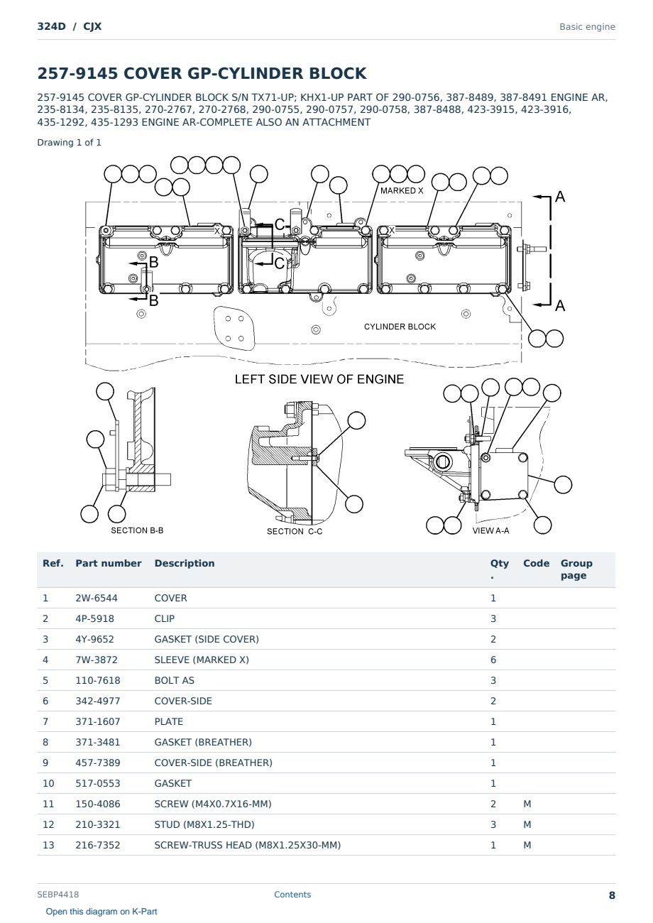 Caterpillar 324D S/N CJX Partsbook SEBP4418 (English) - sample page 8 of 10 Caterpillar 324D S/N CJX Partsbook SEBP4418 (English) - sample page 8 of 10