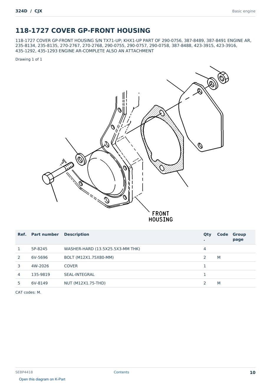 Caterpillar 324D S/N CJX Partsbook SEBP4418 (English) - sample page 10 of 10 Caterpillar 324D S/N CJX Partsbook SEBP4418 (English) - sample page 10 of 10
