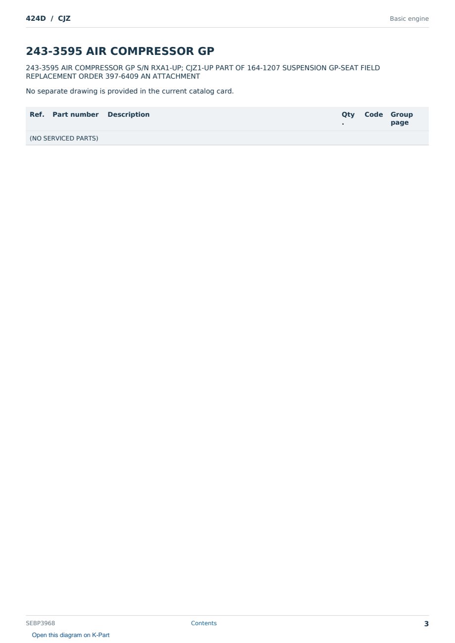 Caterpillar 424D S/N CJZ Partsbook SEBP3968 (English) - sample page 3 of 10 Caterpillar 424D S/N CJZ Partsbook SEBP3968 (English) - sample page 3 of 10