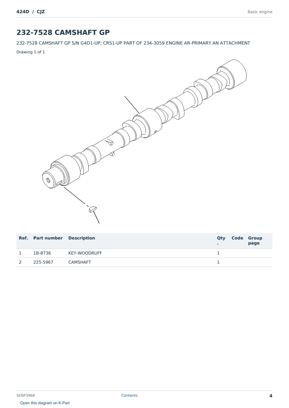 Caterpillar 424D S/N CJZ Partsbook SEBP3968 (English) - sample page 4 of 10 Caterpillar 424D S/N CJZ Partsbook SEBP3968 (English) - sample page 4 of 10