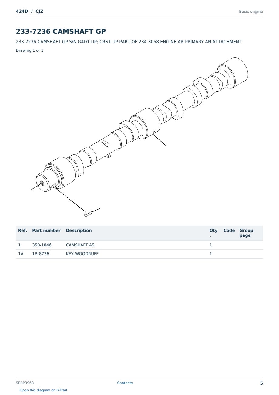 Caterpillar 424D S/N CJZ Partsbook SEBP3968 (English) - sample page 5 of 10 Caterpillar 424D S/N CJZ Partsbook SEBP3968 (English) - sample page 5 of 10