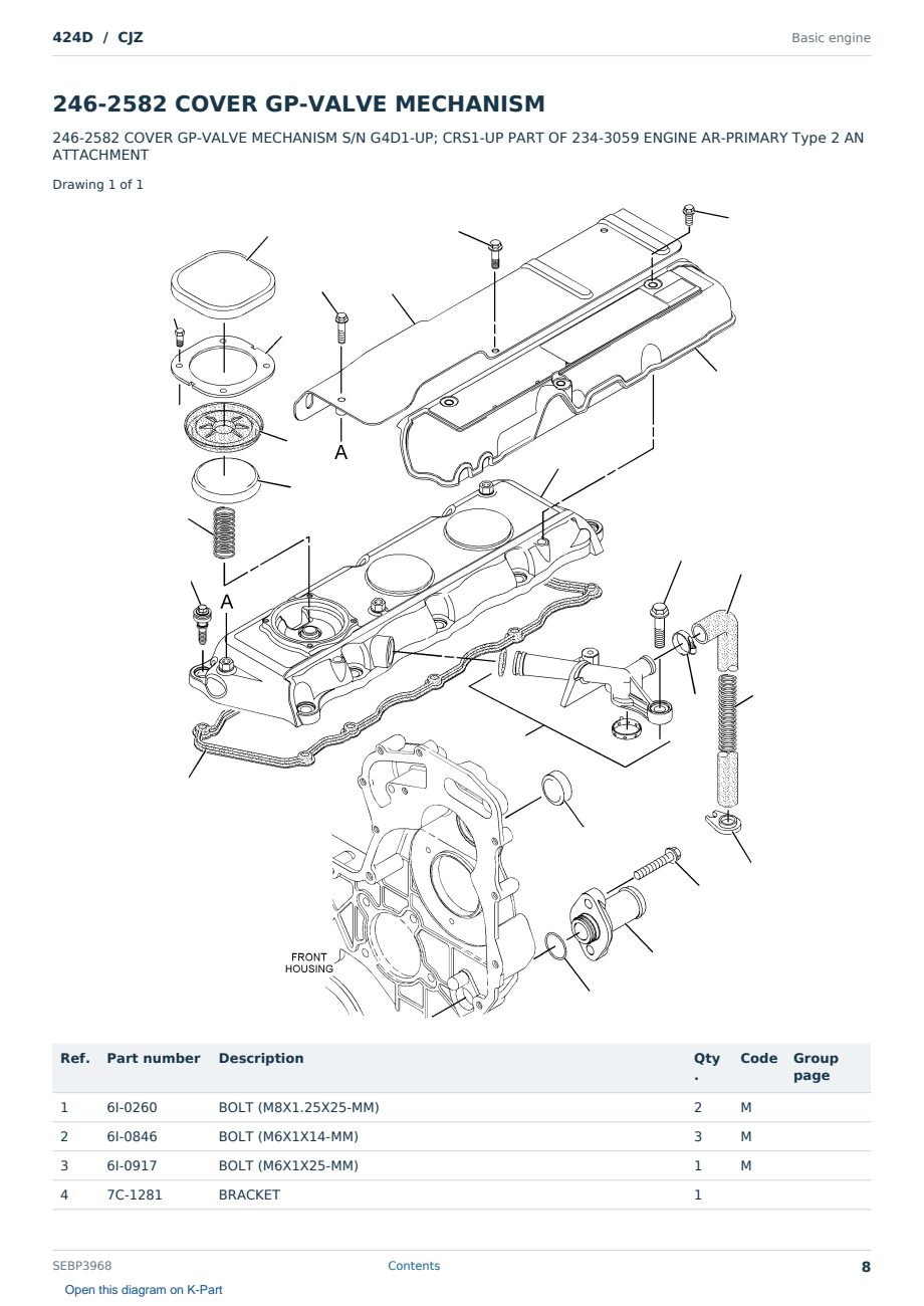 Caterpillar 424D S/N CJZ Partsbook SEBP3968 (English) - sample page 8 of 10 Caterpillar 424D S/N CJZ Partsbook SEBP3968 (English) - sample page 8 of 10