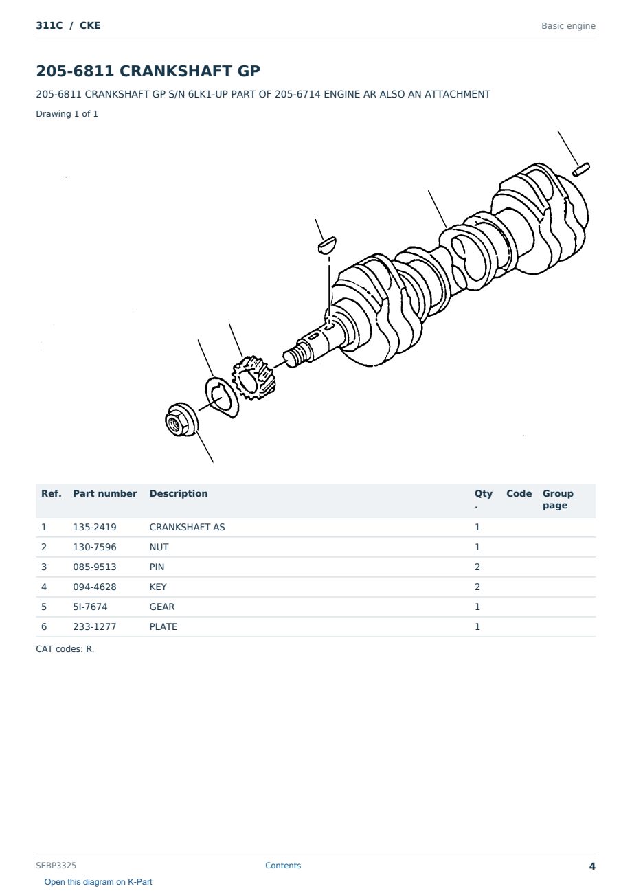 Caterpillar 311C S/N CKE Partsbook SEBP3325 (English) - sample page 4 of 10 Caterpillar 311C S/N CKE Partsbook SEBP3325 (English) - sample page 4 of 10