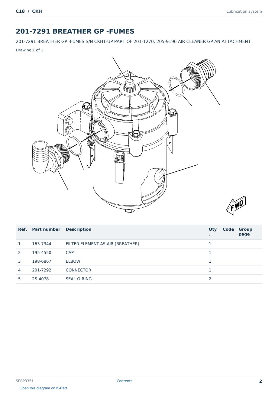 Caterpillar C18 S/N CKH Partsbook SEBP3351 (English) - sample page 2 of 10 Caterpillar C18 S/N CKH Partsbook SEBP3351 (English) - sample page 2 of 10