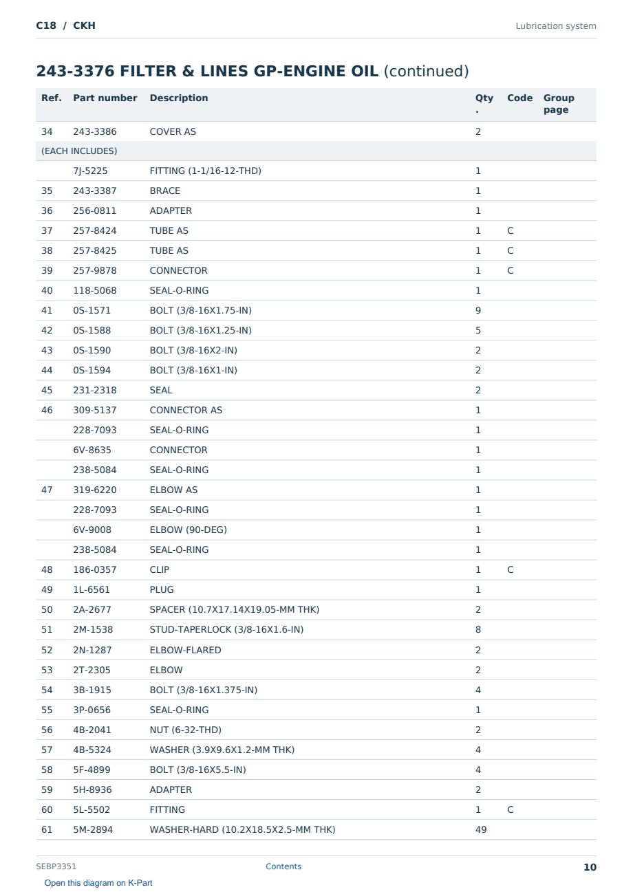 Caterpillar C18 S/N CKH Partsbook SEBP3351 (English) - sample page 10 of 10 Caterpillar C18 S/N CKH Partsbook SEBP3351 (English) - sample page 10 of 10