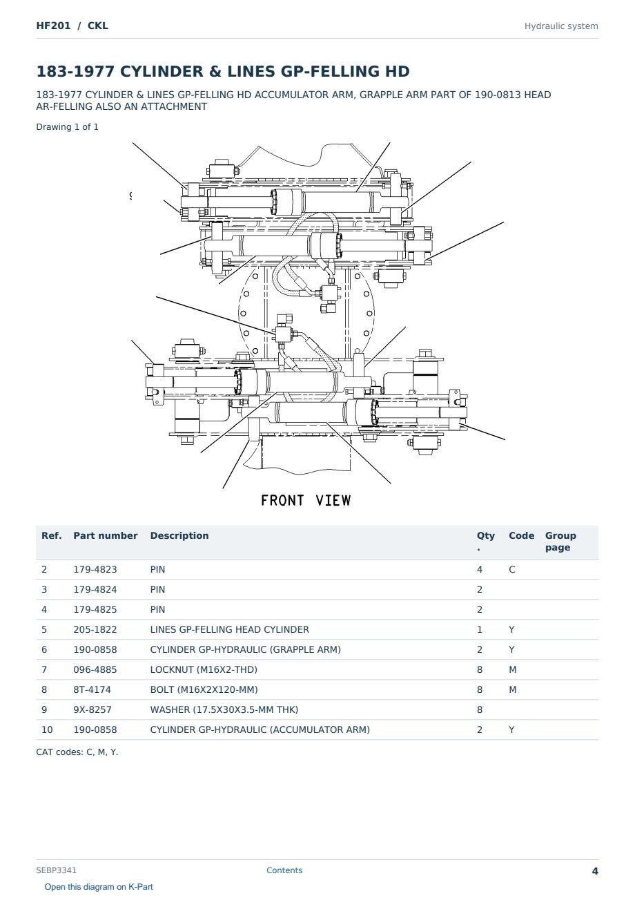 Caterpillar HF201 S/N CKL Partsbook SEBP3341 (English) - sample page 4 of 10 Caterpillar HF201 S/N CKL Partsbook SEBP3341 (English) - sample page 4 of 10