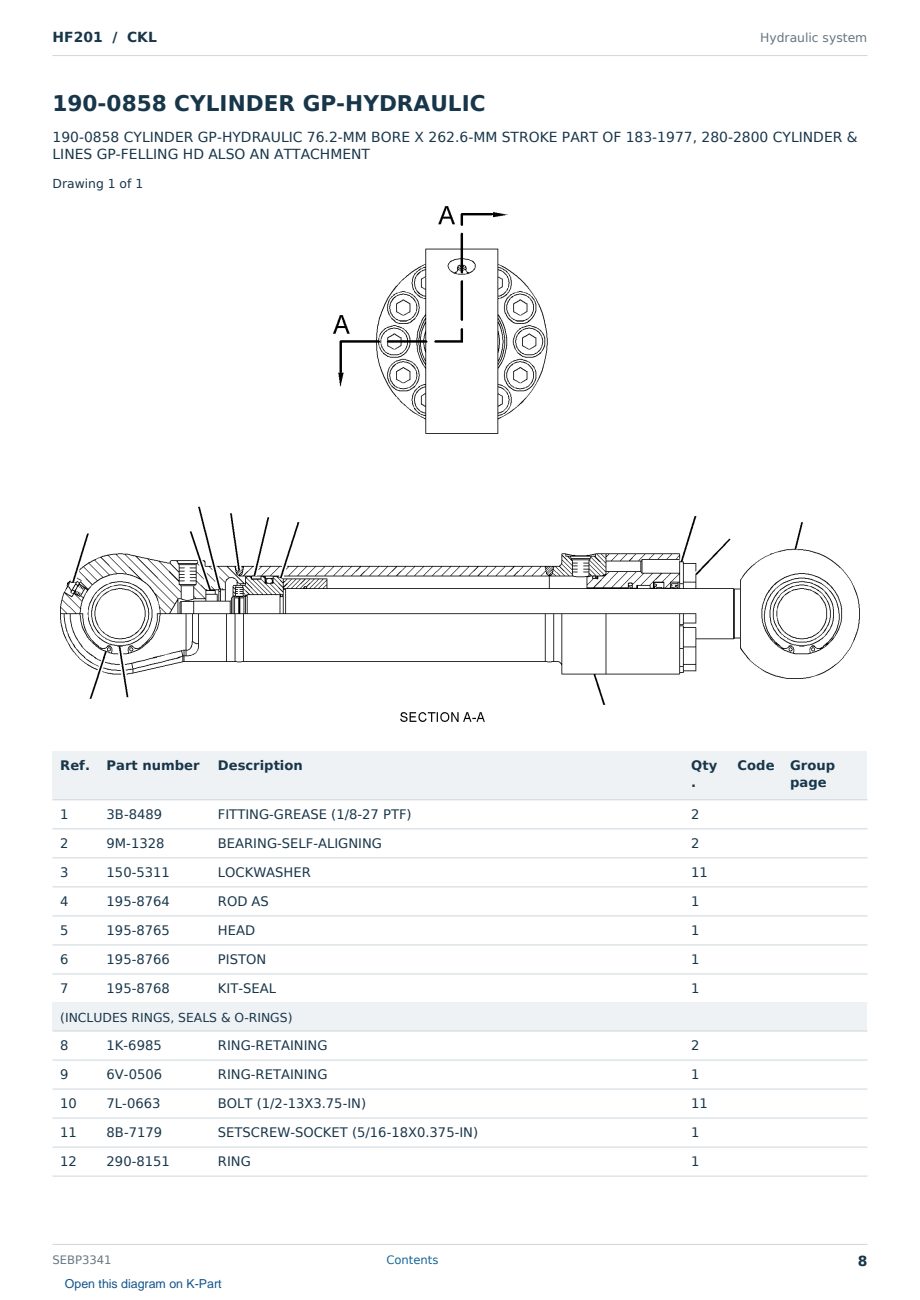 Caterpillar HF201 S/N CKL Partsbook SEBP3341 (English) - sample page 8 of 10 Caterpillar HF201 S/N CKL Partsbook SEBP3341 (English) - sample page 8 of 10