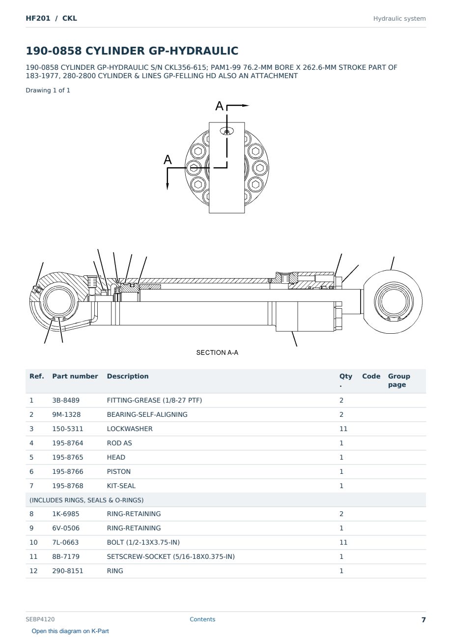 Caterpillar HF201 S/N CKL Partsbook SEBP4120 (English) - sample page 7 of 10 Caterpillar HF201 S/N CKL Partsbook SEBP4120 (English) - sample page 7 of 10