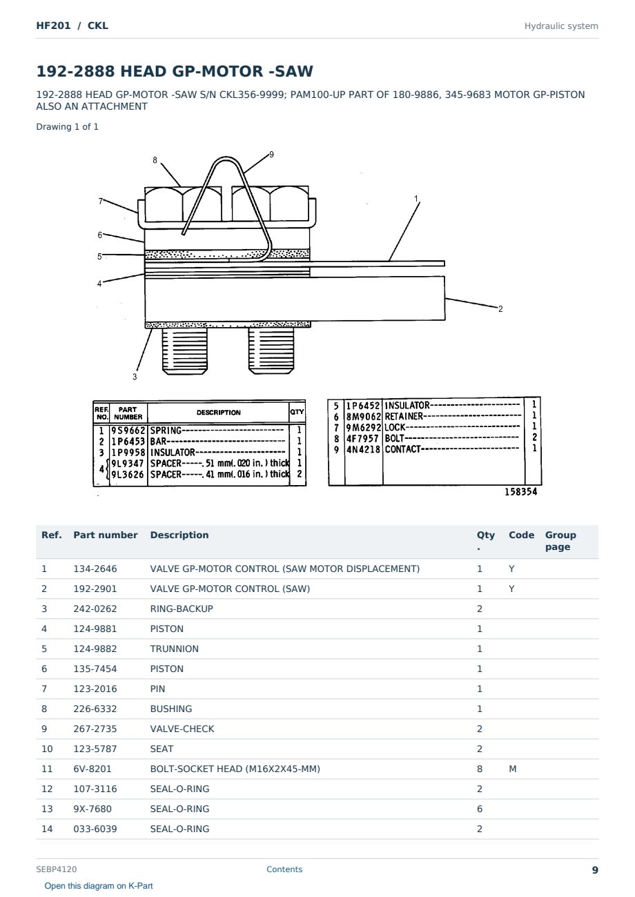 Caterpillar HF201 S/N CKL Partsbook SEBP4120 (English) - sample page 9 of 10 Caterpillar HF201 S/N CKL Partsbook SEBP4120 (English) - sample page 9 of 10