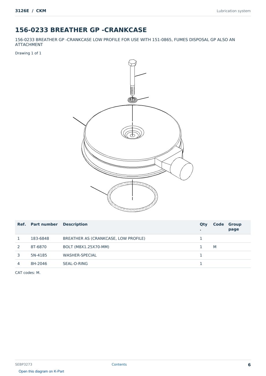 Caterpillar 3126E S/N CKM Partsbook SEBP3273 (English) - sample page 6 of 10 Caterpillar 3126E S/N CKM Partsbook SEBP3273 (English) - sample page 6 of 10