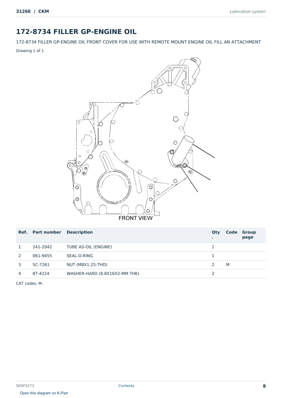 Caterpillar 3126E S/N CKM Partsbook SEBP3273 (English) - sample page 8 of 10 Caterpillar 3126E S/N CKM Partsbook SEBP3273 (English) - sample page 8 of 10