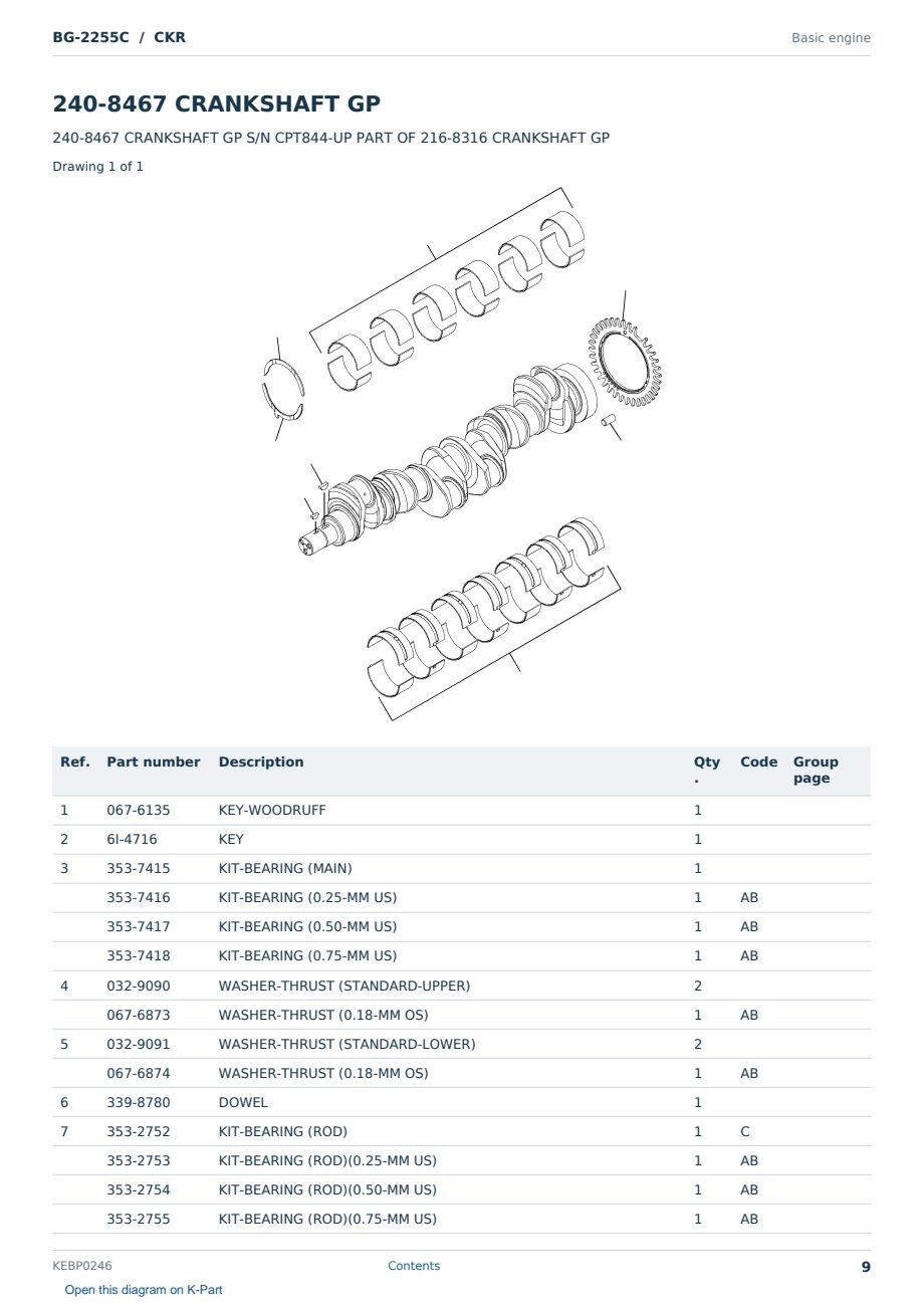 Caterpillar BG-2255C S/N CKR Partsbook KEBP0246 (English) - sample page 9 of 10 Caterpillar BG-2255C S/N CKR Partsbook KEBP0246 (English) - sample page 9 of 10