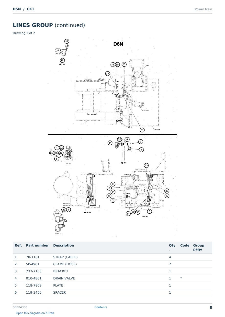 Caterpillar D5N S/N CKT Partsbook SEBP4350 (English) - sample page 8 of 10 Caterpillar D5N S/N CKT Partsbook SEBP4350 (English) - sample page 8 of 10