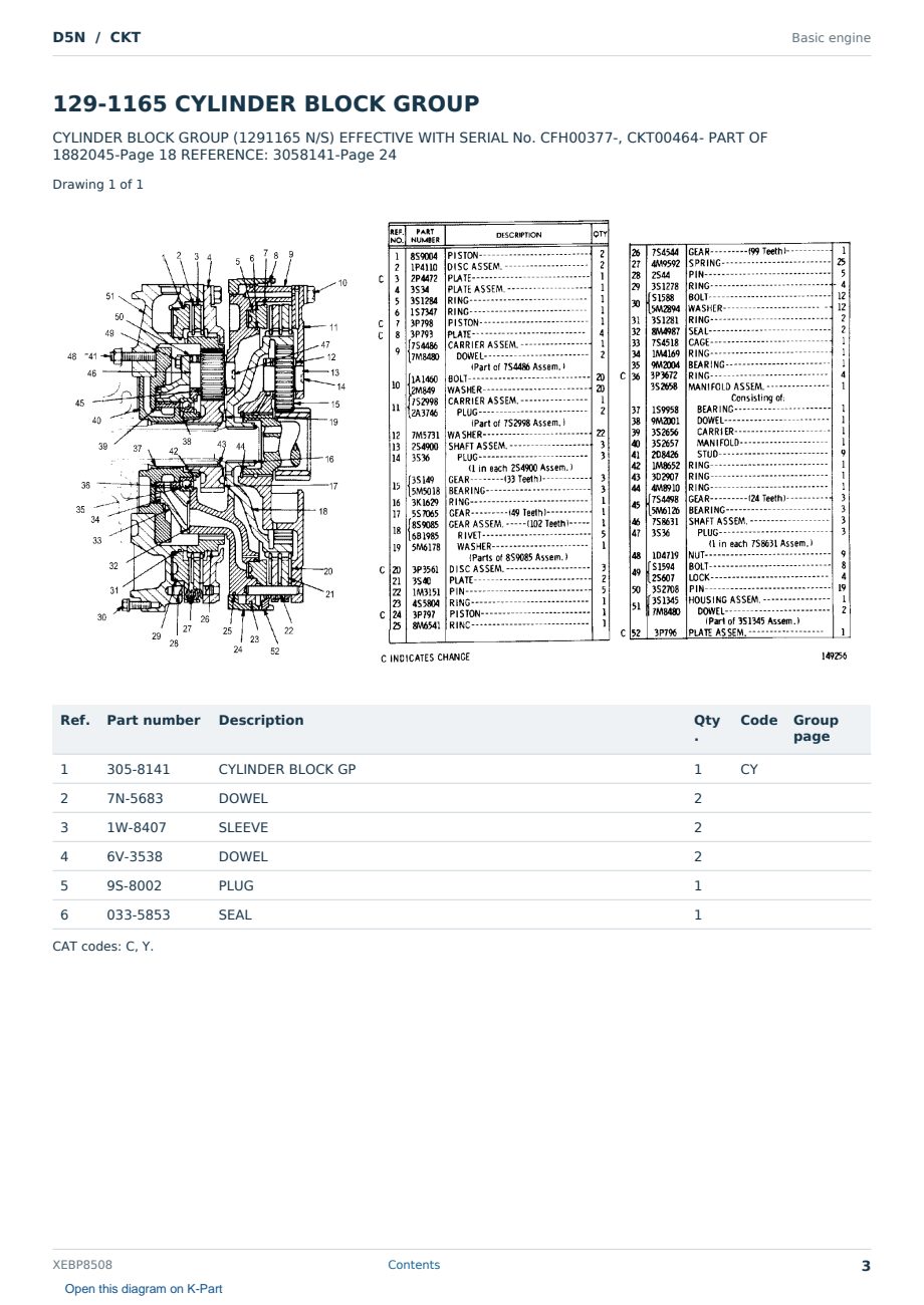 Caterpillar D5N S/N CKT Partsbook XEBP8508 (English) - sample page 3 of 10 Caterpillar D5N S/N CKT Partsbook XEBP8508 (English) - sample page 3 of 10