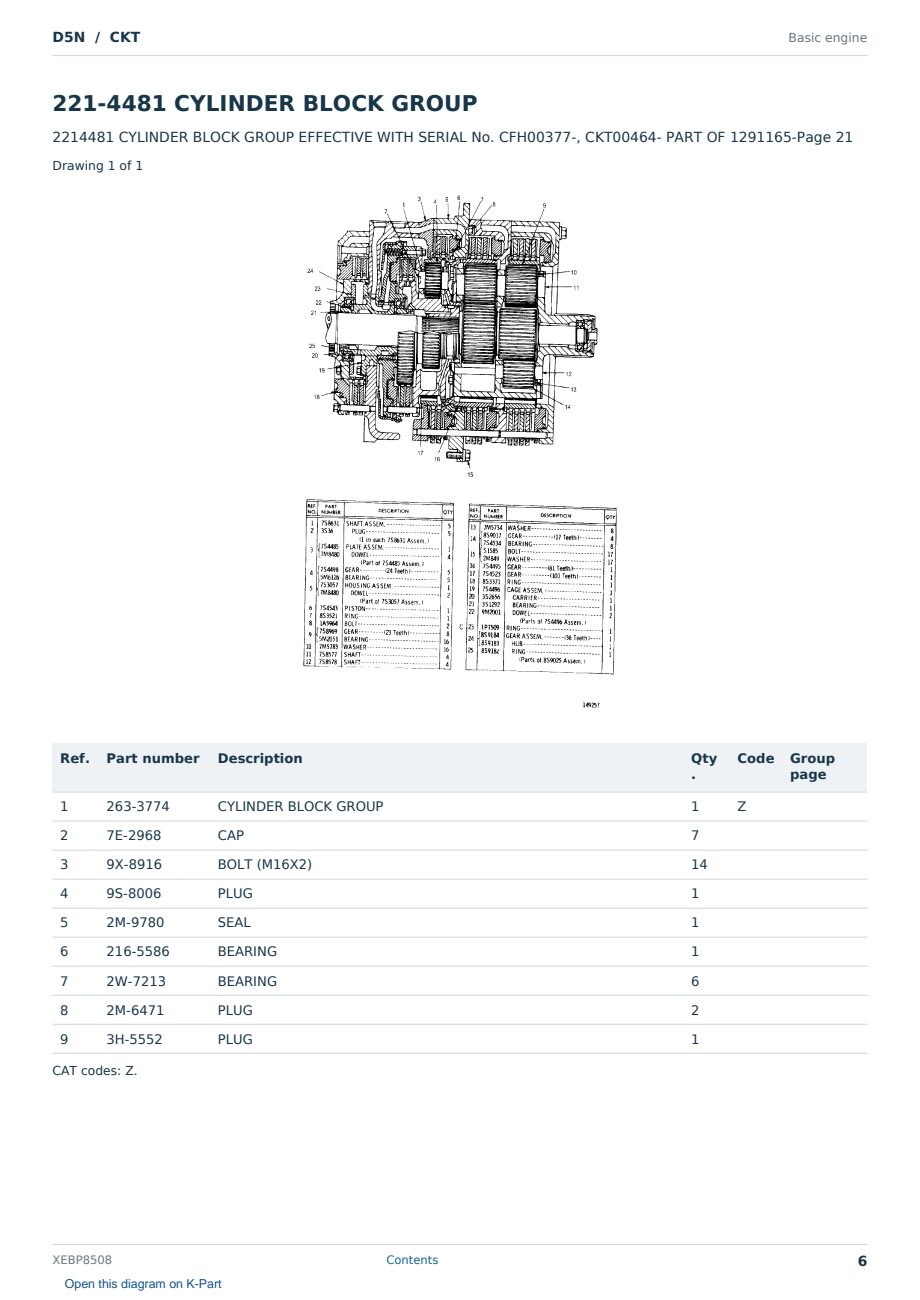 Caterpillar D5N S/N CKT Partsbook XEBP8508 (English) - sample page 6 of 10 Caterpillar D5N S/N CKT Partsbook XEBP8508 (English) - sample page 6 of 10