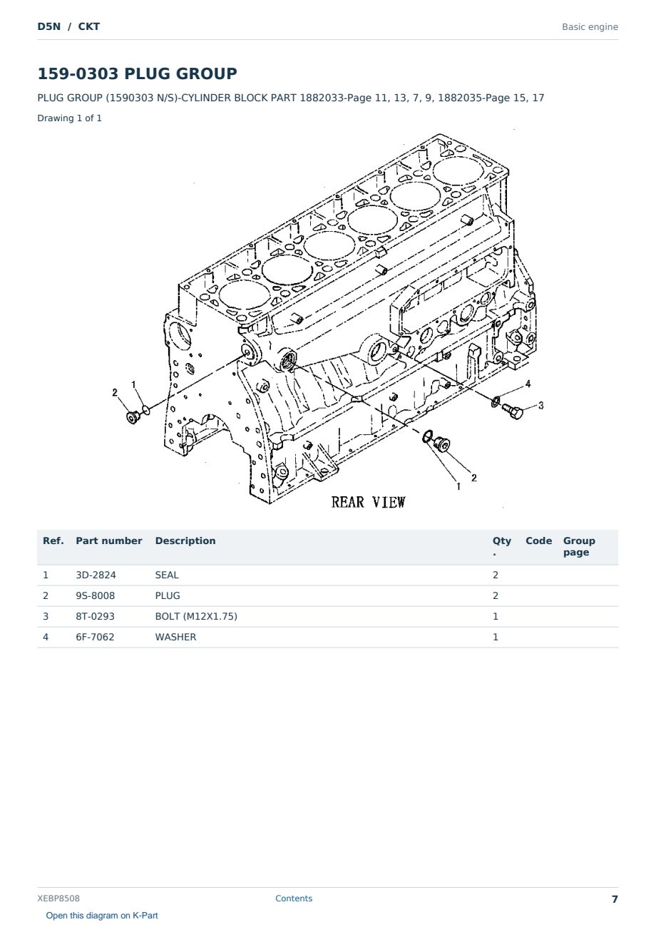 Caterpillar D5N S/N CKT Partsbook XEBP8508 (English) - sample page 7 of 10 Caterpillar D5N S/N CKT Partsbook XEBP8508 (English) - sample page 7 of 10