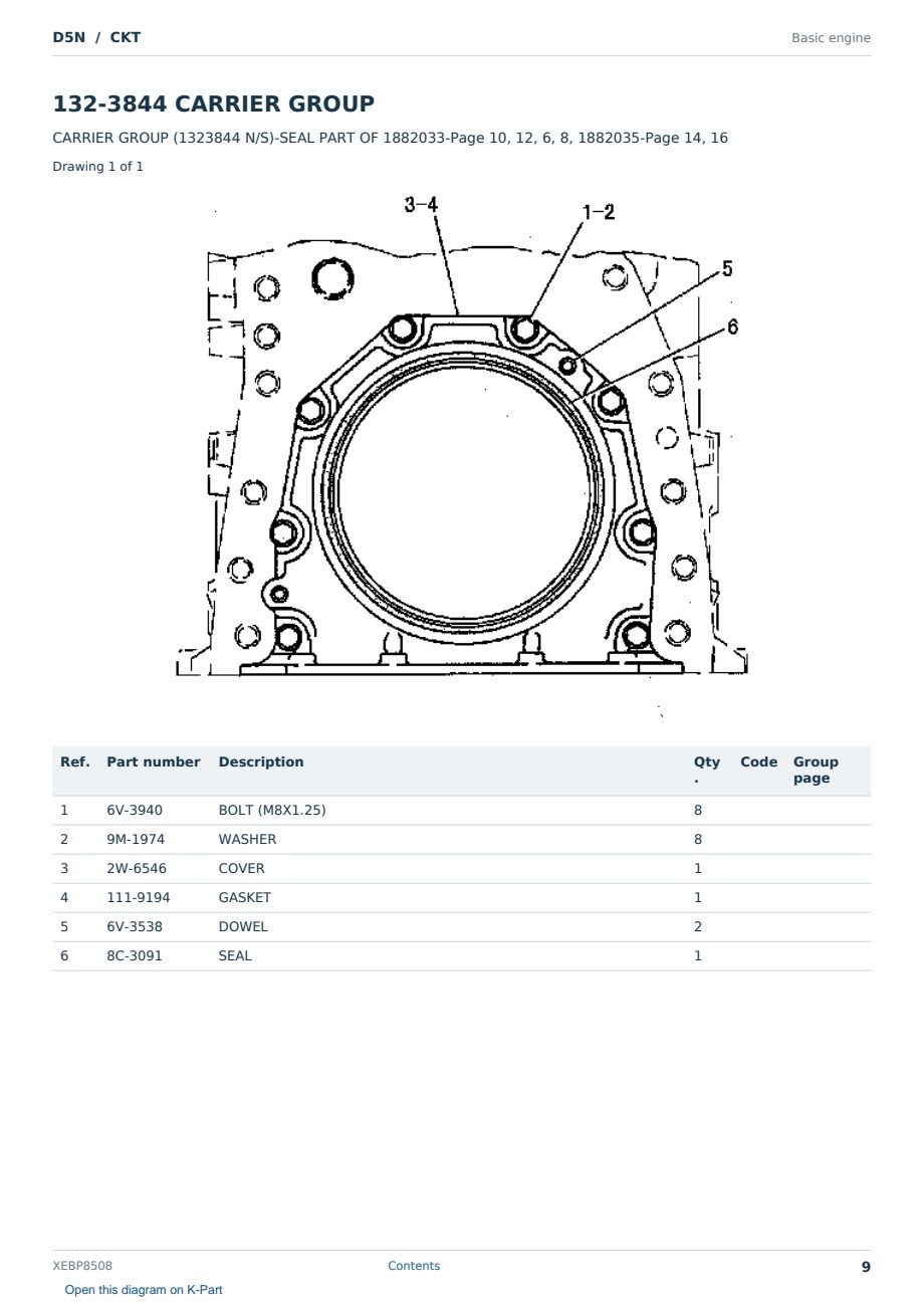 Caterpillar D5N S/N CKT Partsbook XEBP8508 (English) - sample page 9 of 10 Caterpillar D5N S/N CKT Partsbook XEBP8508 (English) - sample page 9 of 10