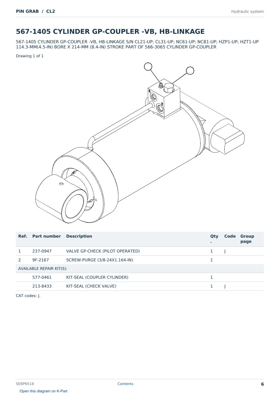 Caterpillar PIN GRAB S/N CL2 Partsbook SEBP6518 (English) - sample page 6 of 10 Caterpillar PIN GRAB S/N CL2 Partsbook SEBP6518 (English) - sample page 6 of 10