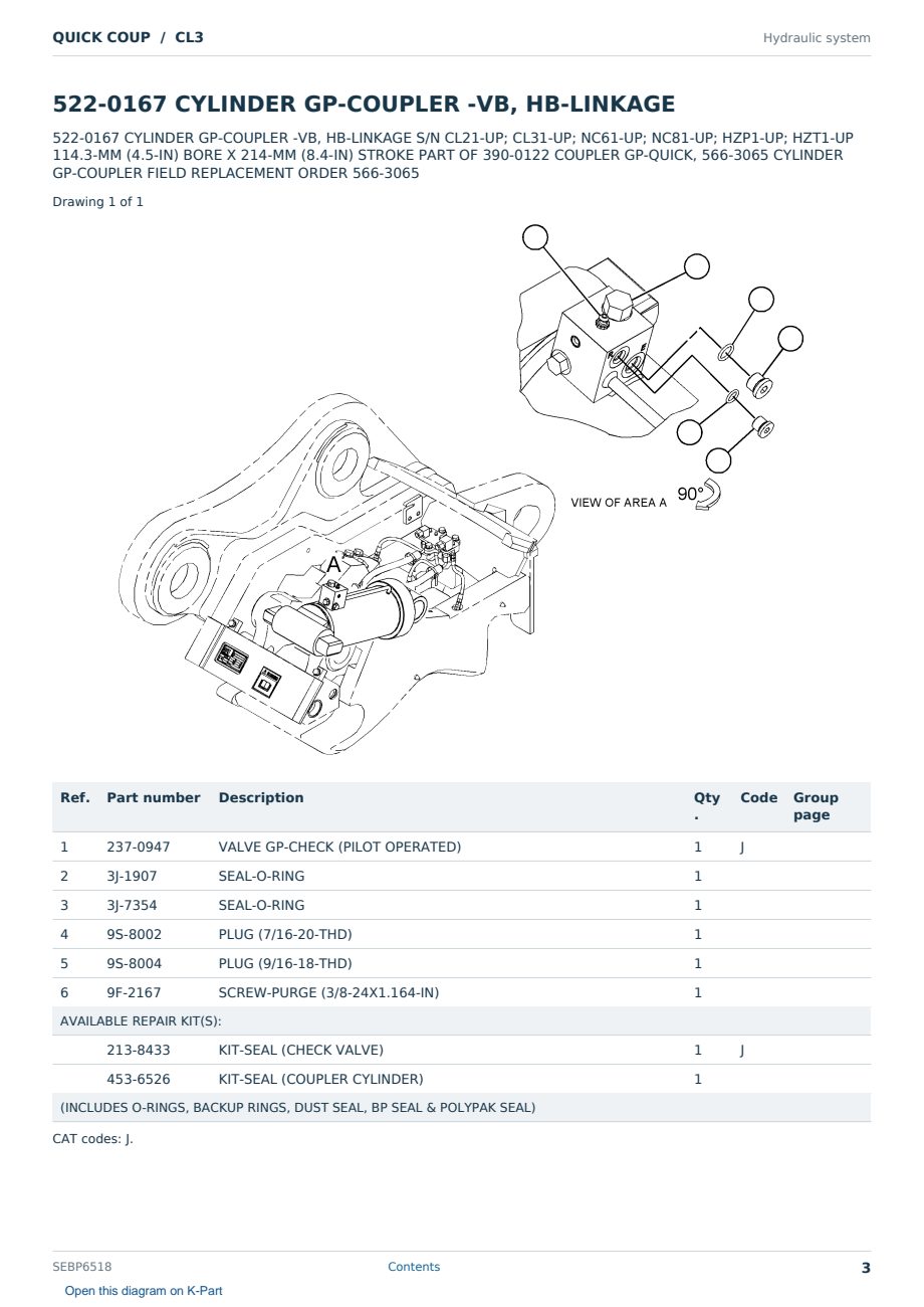 Caterpillar QUICK COUP S/N CL3 Partsbook SEBP6518 (English) - sample page 3 of 10 Caterpillar QUICK COUP S/N CL3 Partsbook SEBP6518 (English) - sample page 3 of 10