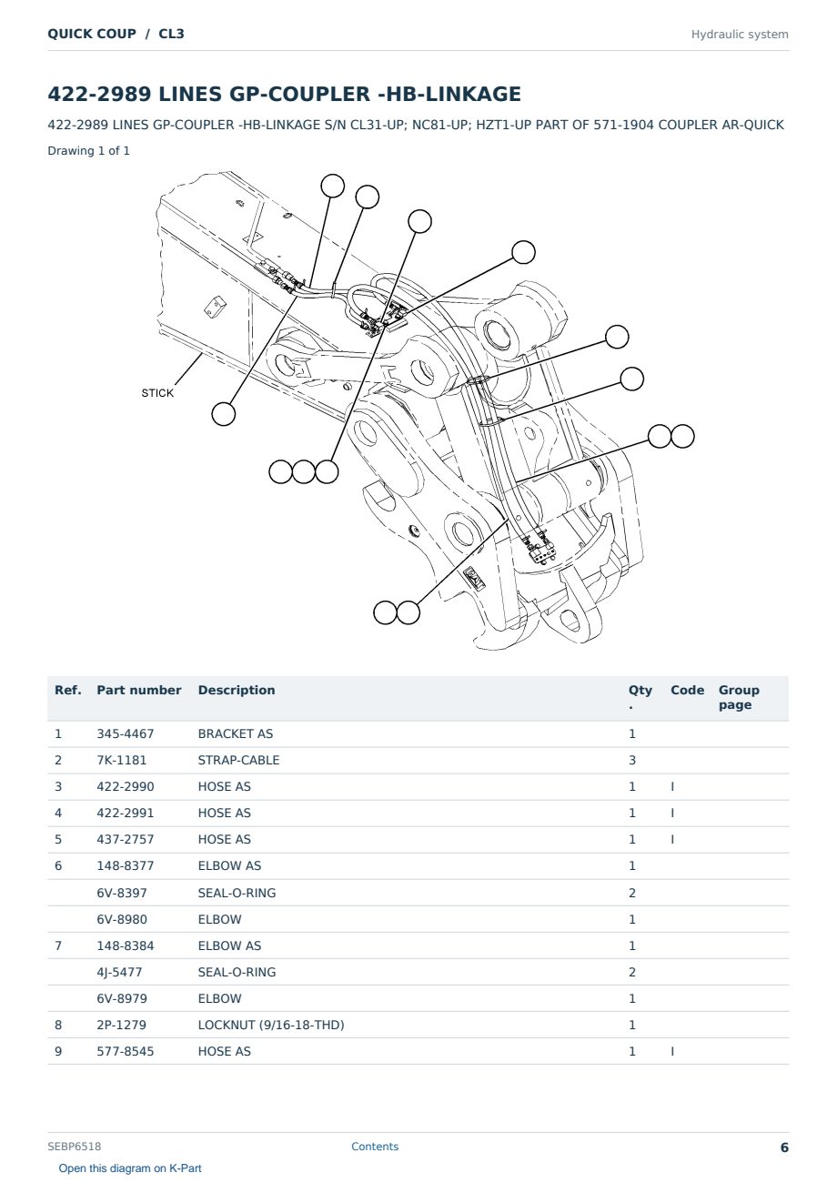 Caterpillar QUICK COUP S/N CL3 Partsbook SEBP6518 (English) - sample page 6 of 10 Caterpillar QUICK COUP S/N CL3 Partsbook SEBP6518 (English) - sample page 6 of 10